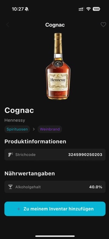 Zutaten-Details und Inventar-Verwaltung